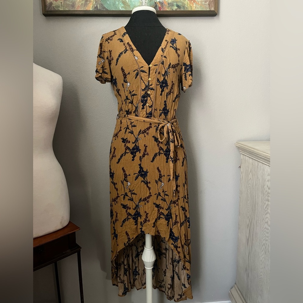 Yellow and blue floral dress